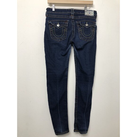 True Religion World Tour Legging Blue Jeans Womens 30 Thick Stitch Multi Color - Picture 9 of 10